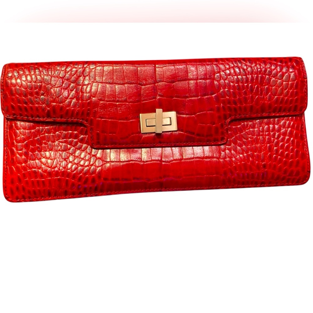 🌹ANTONIO MELANI CROCODILE EMBOSSED CLUTCH🌹GORGEOUS!!